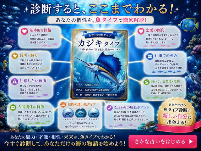 さかな占いとは?四柱推命と手相を組み合わせた新しい魚タイプ診断